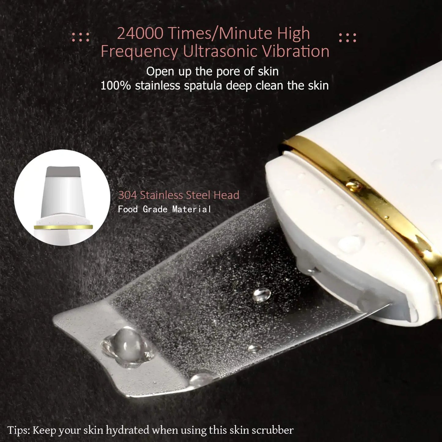 Spatule Ultrasonique Visage-Nettoyage, Lifting & Ions