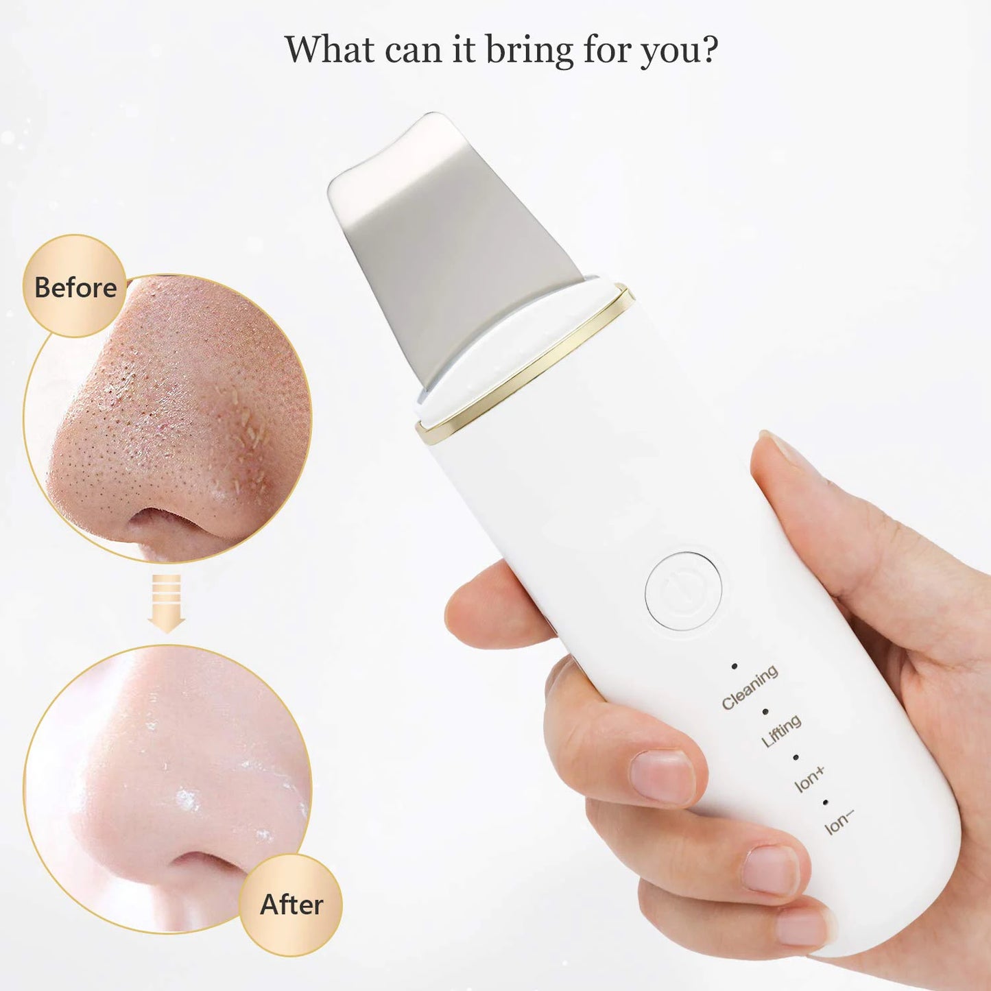 Spatule Ultrasonique Visage-Nettoyage, Lifting & Ions